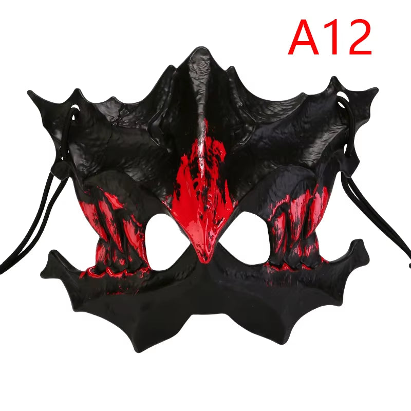 Halloween Mask Half-Face Mask Cos Dragon God Fierce Tiger Night Fork Tengu Man Wolf Mask Performance Skull Masks