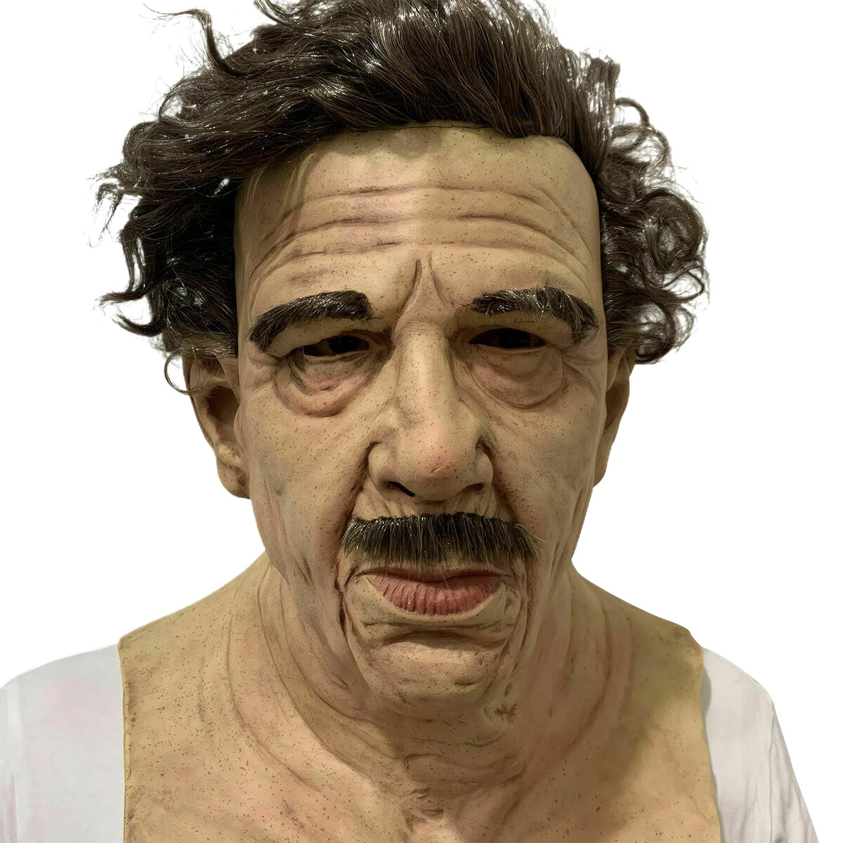 Scary Headgear Full Face Upper Body Party Prop Mr. White Adults 3D Simulation Latex Halloween Handsome Man Spoof Funny Mask