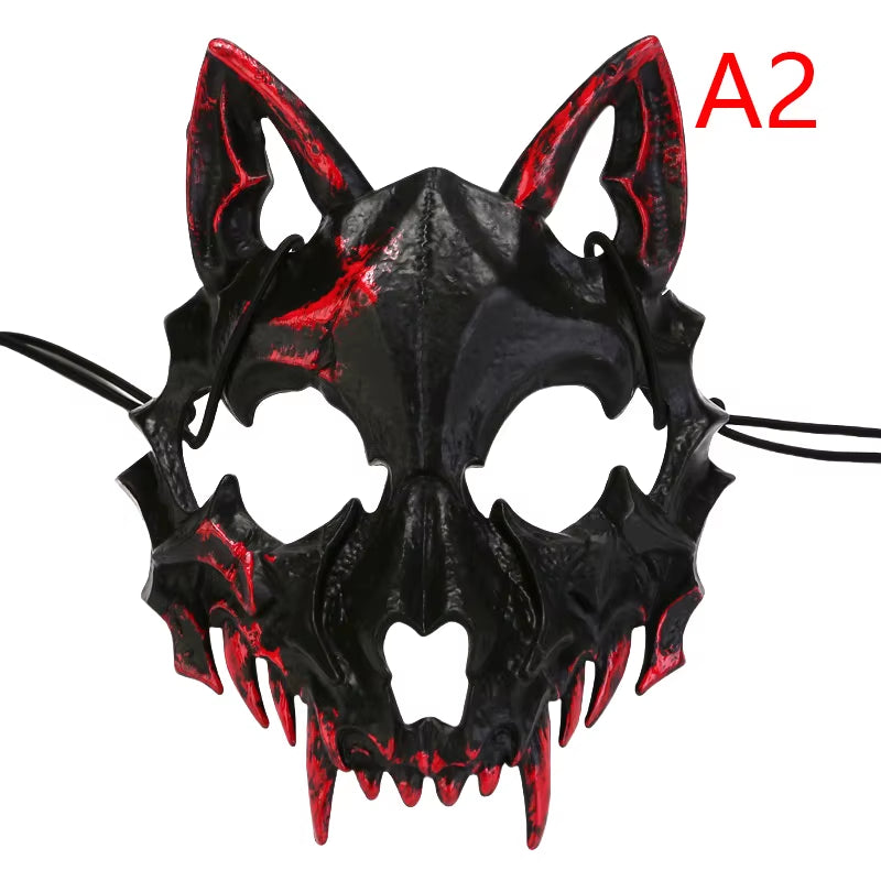 Halloween Mask Half-Face Mask Cos Dragon God Fierce Tiger Night Fork Tengu Man Wolf Mask Performance Skull Masks