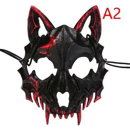 Halloween Mask Half-Face Mask Cos Dragon God Fierce Tiger Night Fork Tengu Man Wolf Mask Performance Skull Masks
