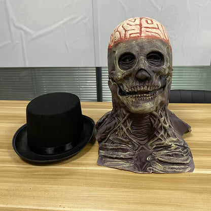 2026 Halloween Latex Skeleton Head Mask Horror Brain Helmet Mask Cosplay Party Supplies Skull Full Face Mask