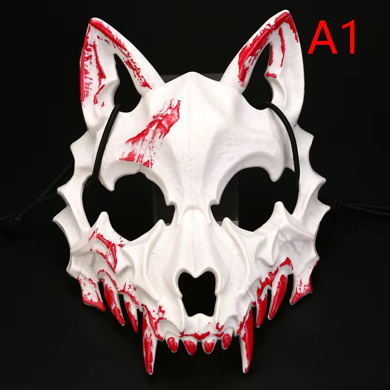 Halloween Mask Half-Face Mask Cos Dragon God Fierce Tiger Night Fork Tengu Man Wolf Mask Performance Skull Masks