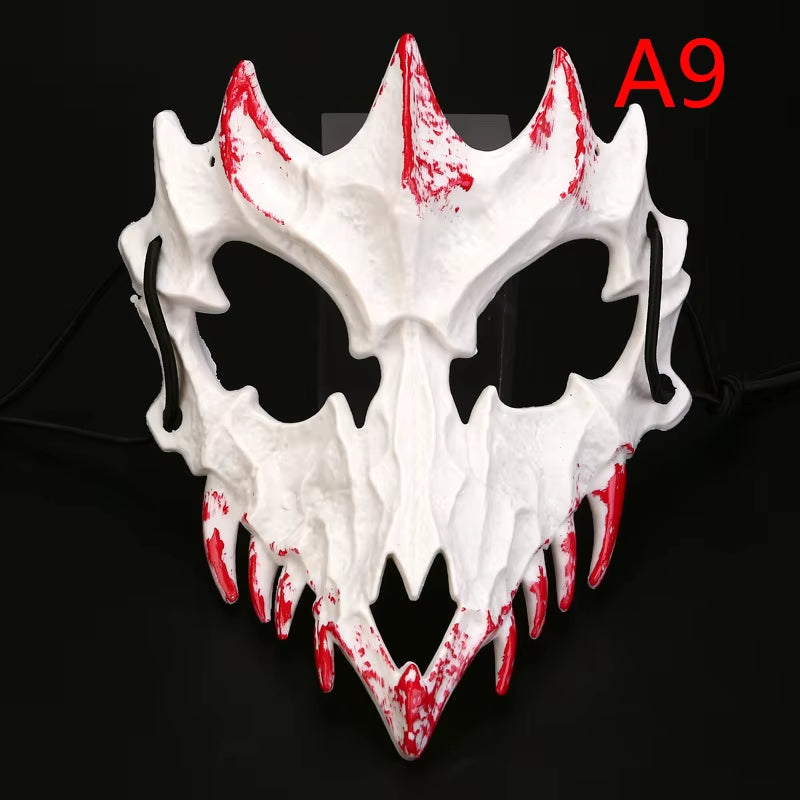 Halloween Mask Half-Face Mask Cos Dragon God Fierce Tiger Night Fork Tengu Man Wolf Mask Performance Skull Masks