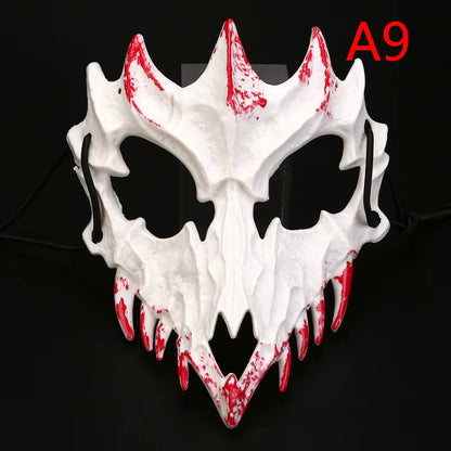 Halloween Mask Half-Face Mask Cos Dragon God Fierce Tiger Night Fork Tengu Man Wolf Mask Performance Skull Masks