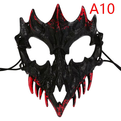 Halloween Mask Half-Face Mask Cos Dragon God Fierce Tiger Night Fork Tengu Man Wolf Mask Performance Skull Masks