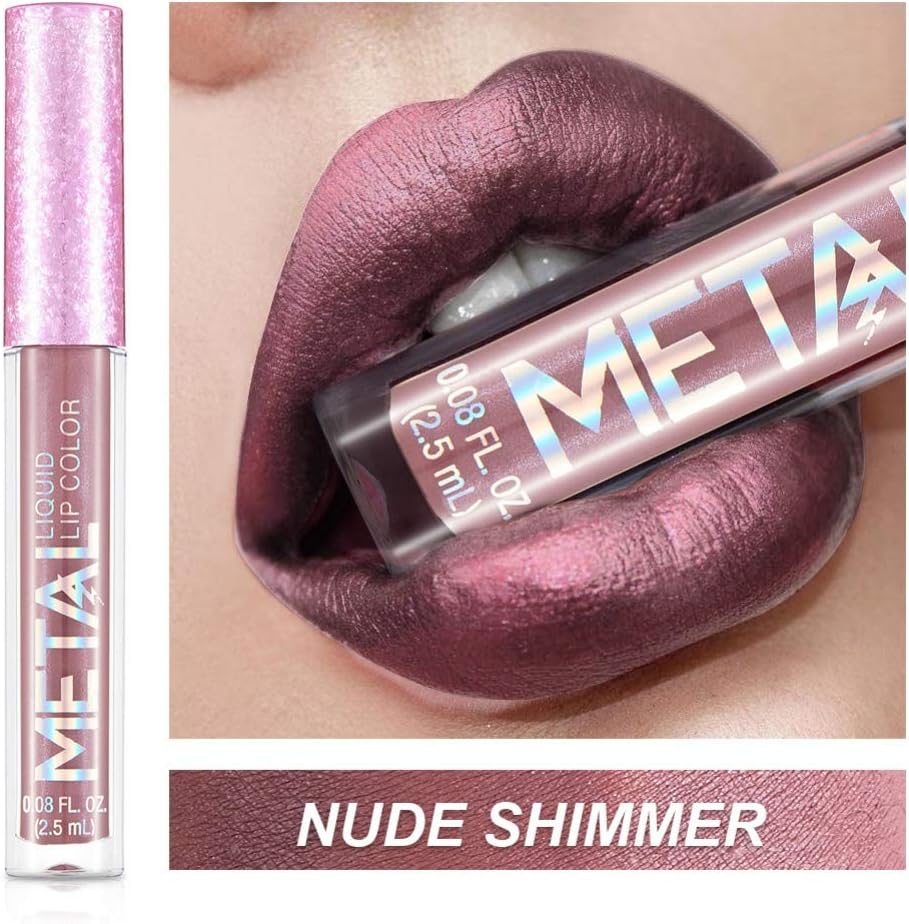 Allbesta Waterproof Metallic Lip Gloss - Long-Lasting Shimmering Shine for All Skin Types
