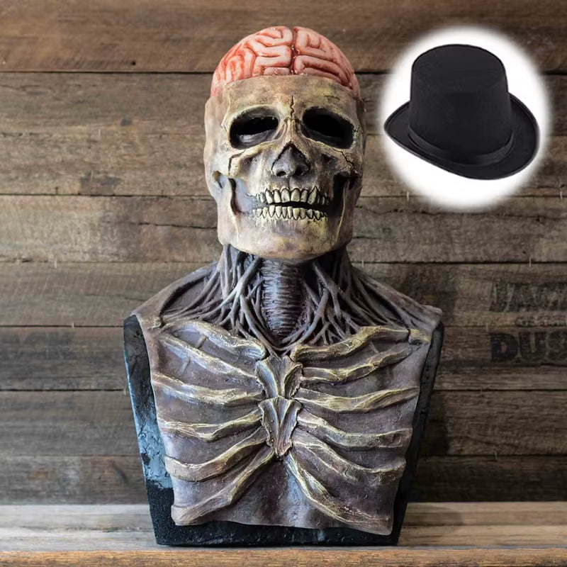 2026 Halloween Latex Skeleton Head Mask Horror Brain Helmet Mask Cosplay Party Supplies Skull Full Face Mask