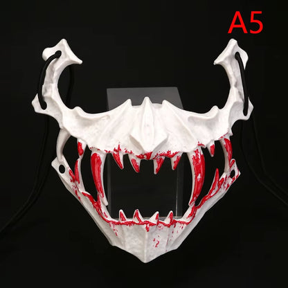 Halloween Mask Half-Face Mask Cos Dragon God Fierce Tiger Night Fork Tengu Man Wolf Mask Performance Skull Masks