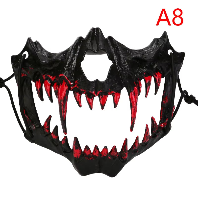 Halloween Mask Half-Face Mask Cos Dragon God Fierce Tiger Night Fork Tengu Man Wolf Mask Performance Skull Masks
