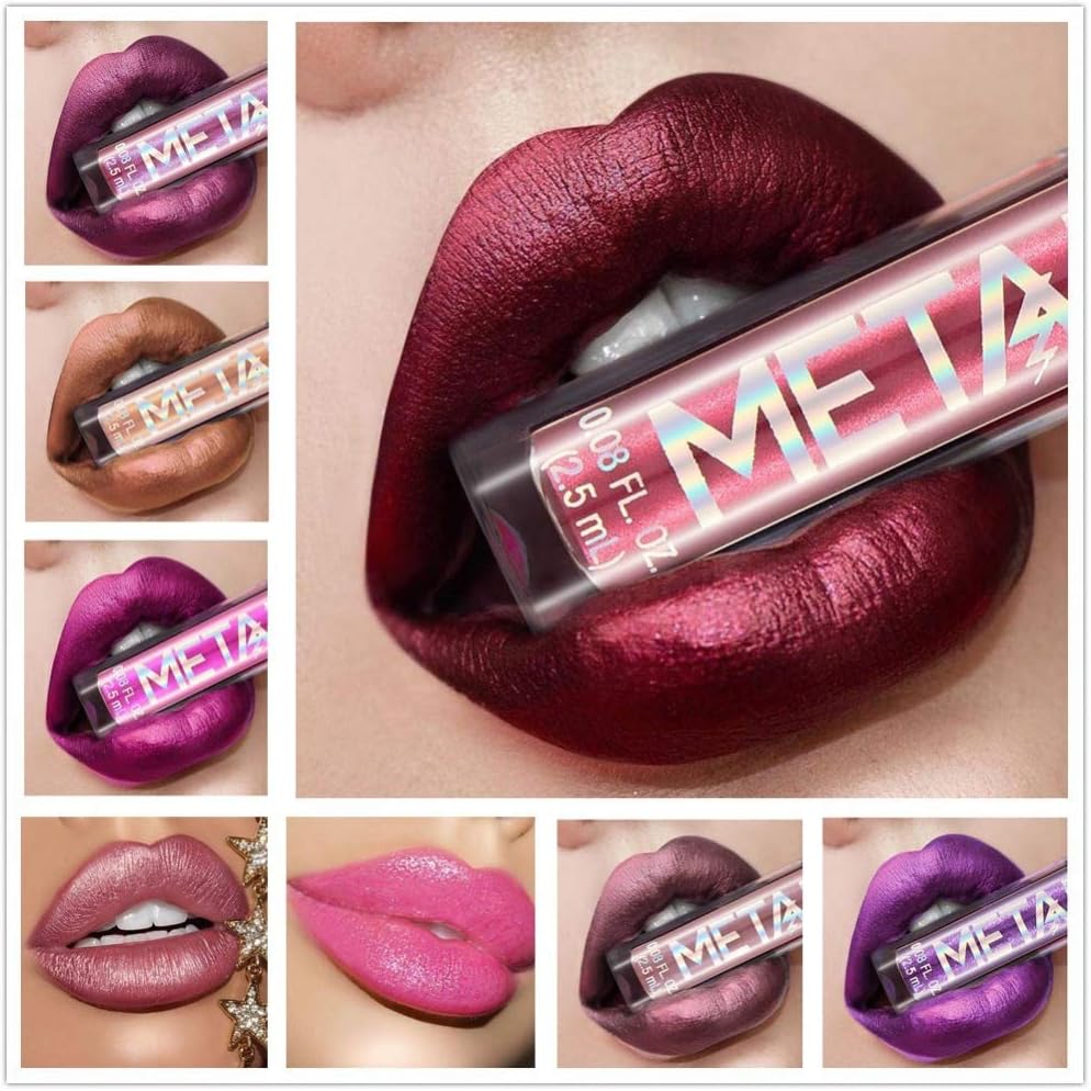 Allbesta Waterproof Metallic Lip Gloss - Long-Lasting Shimmering Shine for All Skin Types