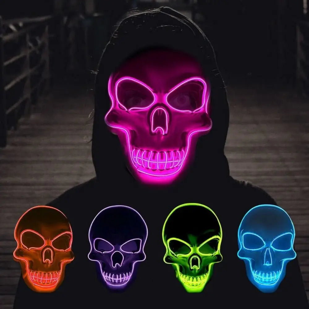 Illuminate Your Halloween with the Fashion Horror Skull Mask - LED Light Cosplay for Unforgettable Parties