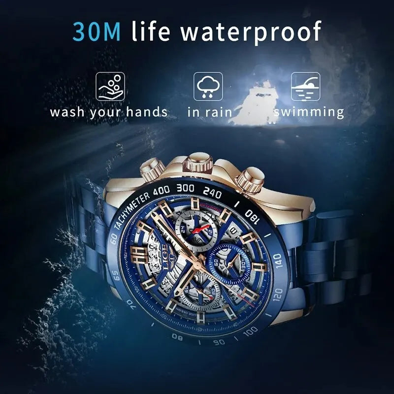 Elevate Your Style with the 2024 Luxury Men's Waterproof Chronograph Watch - Perfect for Sports and Everyday Elegance