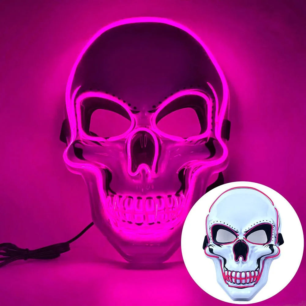 Illuminate Your Halloween with the Fashion Horror Skull Mask - LED Light Cosplay for Unforgettable Parties
