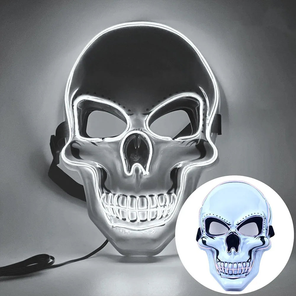Illuminate Your Halloween with the Fashion Horror Skull Mask - LED Light Cosplay for Unforgettable Parties