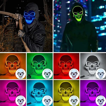 Illuminate Your Halloween with the Fashion Horror Skull Mask - LED Light Cosplay for Unforgettable Parties