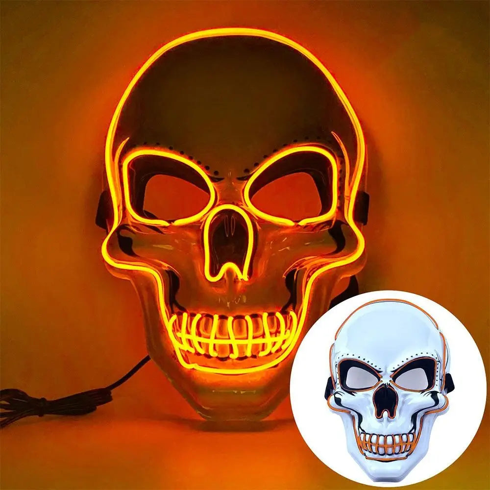 Illuminate Your Halloween with the Fashion Horror Skull Mask - LED Light Cosplay for Unforgettable Parties