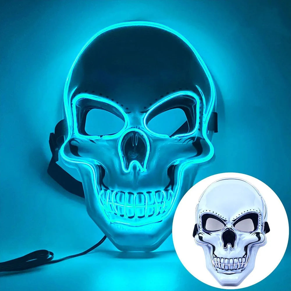 Illuminate Your Halloween with the Fashion Horror Skull Mask - LED Light Cosplay for Unforgettable Parties
