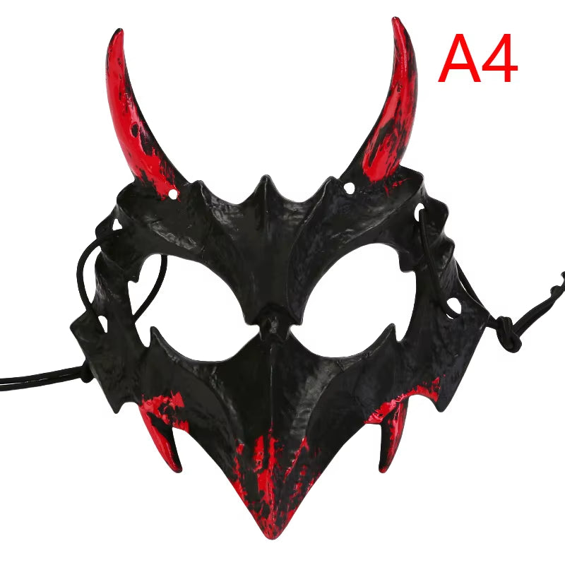 Halloween Mask Half-Face Mask Cos Dragon God Fierce Tiger Night Fork Tengu Man Wolf Mask Performance Skull Masks