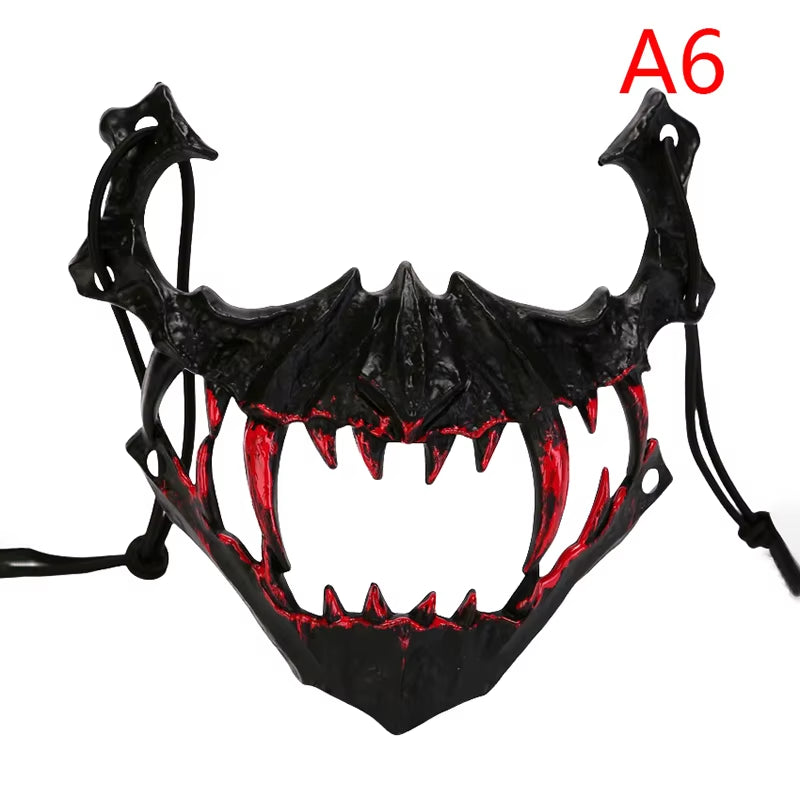 Halloween Mask Half-Face Mask Cos Dragon God Fierce Tiger Night Fork Tengu Man Wolf Mask Performance Skull Masks