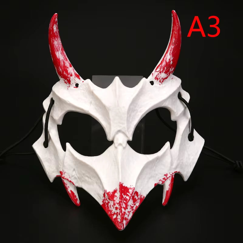 Halloween Mask Half-Face Mask Cos Dragon God Fierce Tiger Night Fork Tengu Man Wolf Mask Performance Skull Masks